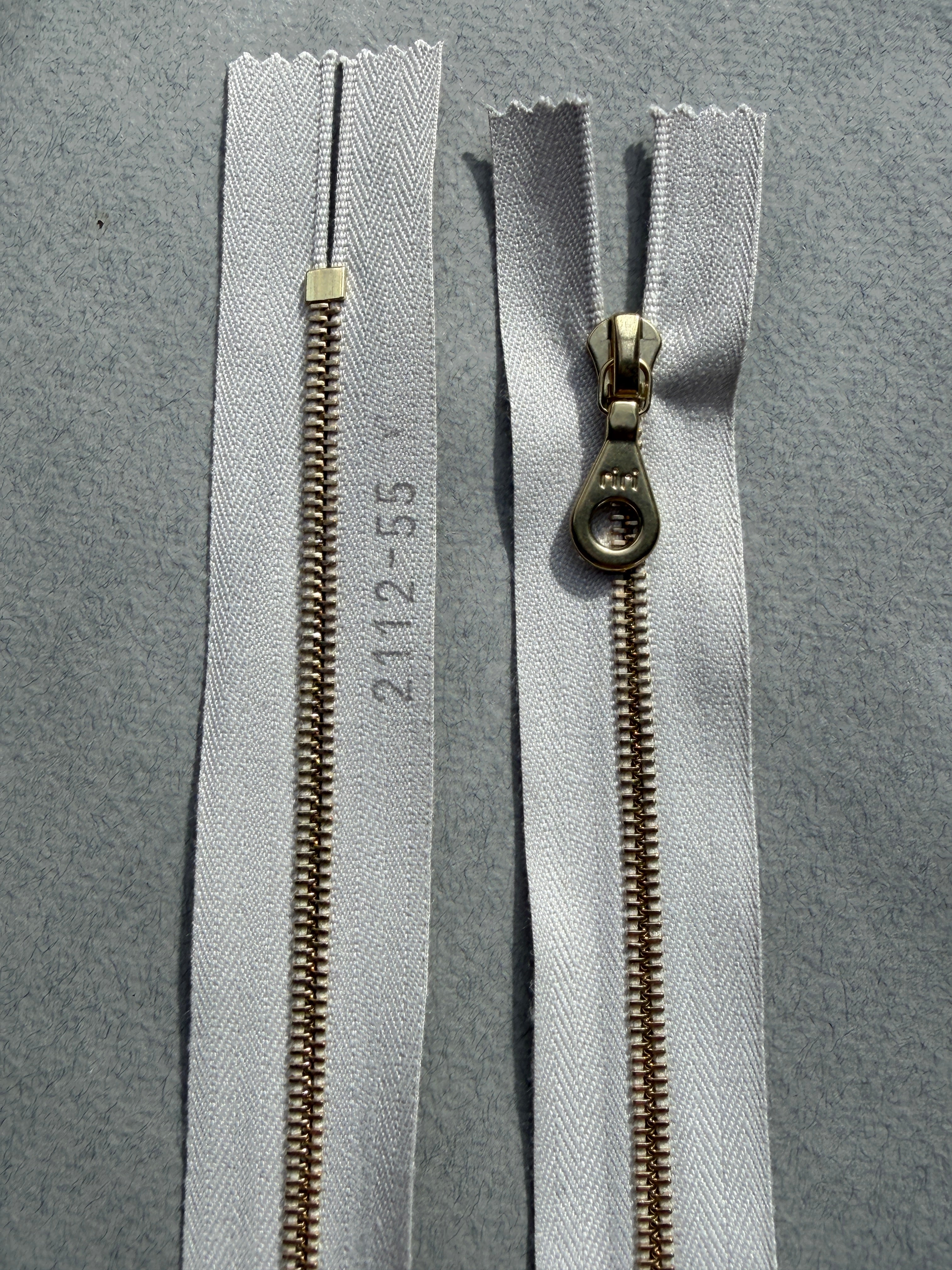 Riri closed end metal zip white gold 55cm SP Haberdashery Auckland NZ