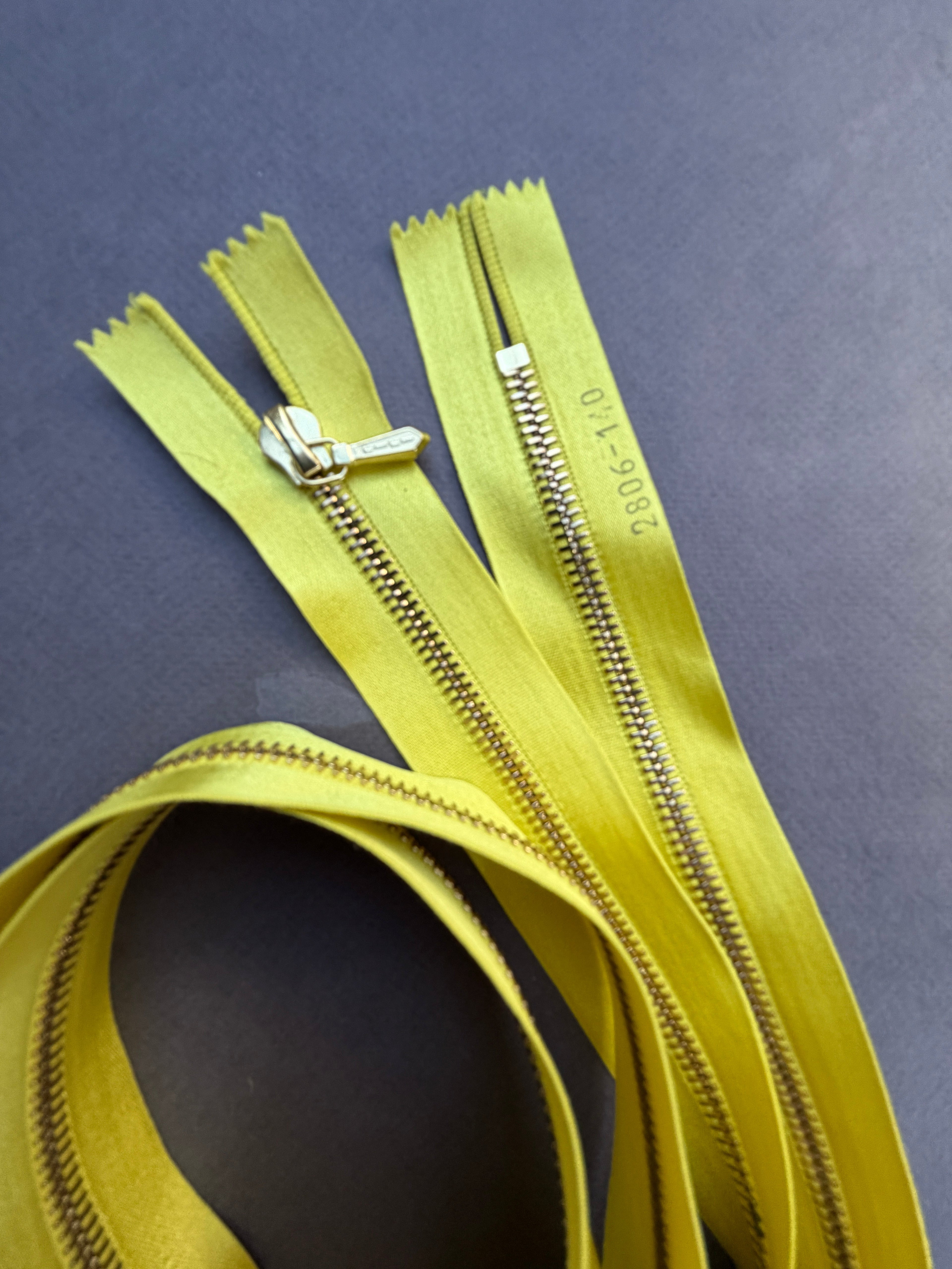 Riri closed end yellow satin zip 140cm Sp Haberdashery Auckland NZ