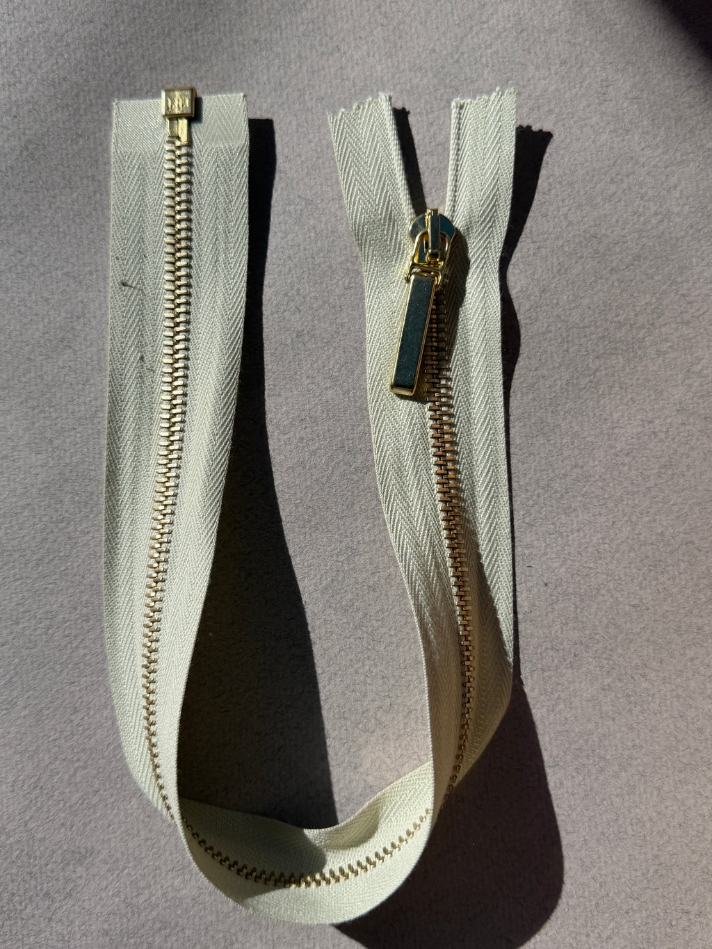 Riri open end metal gold zip  38cm long puller  SP Haberdashery  Auckland NZ