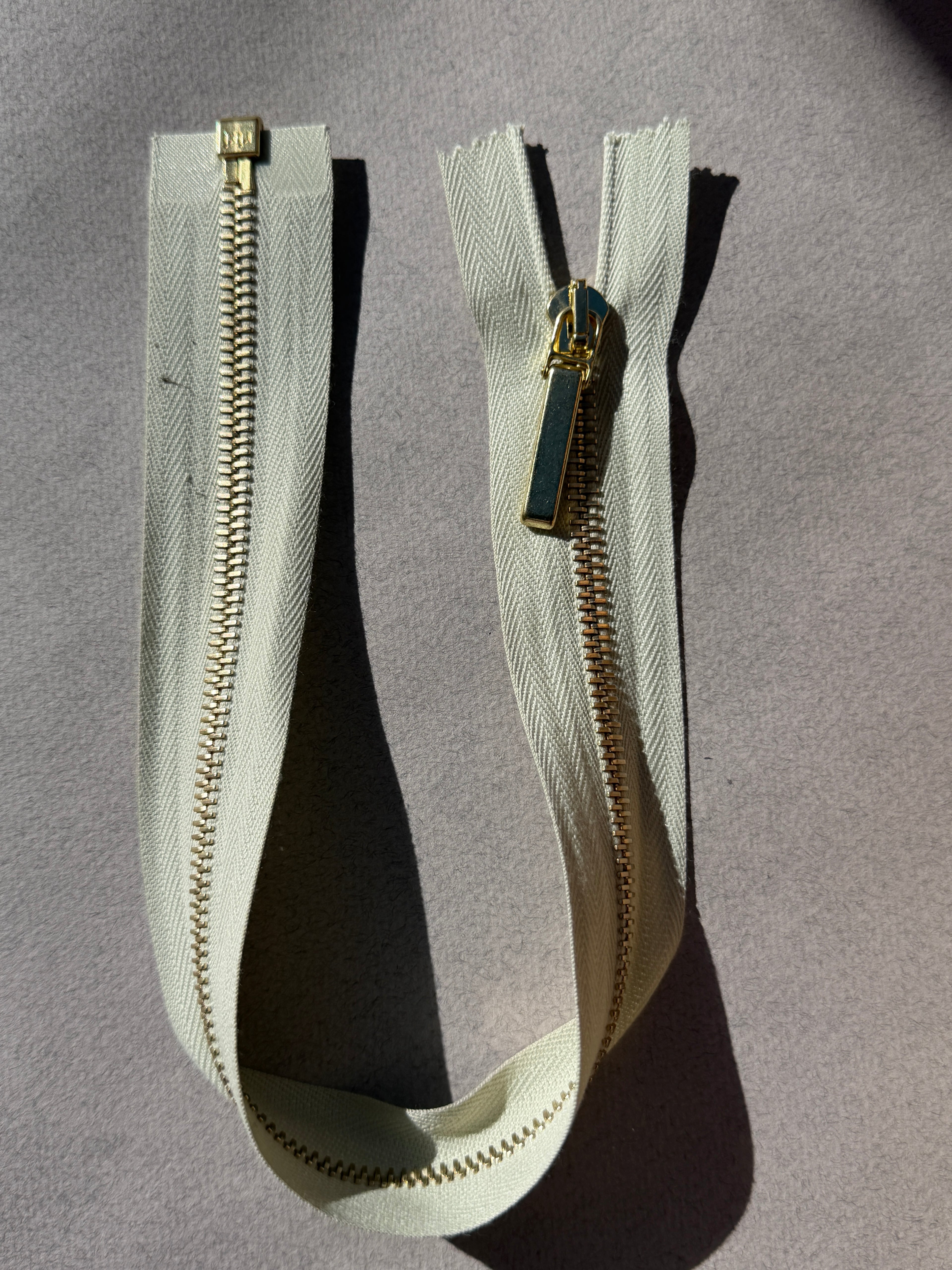 Riri open end metal gold zip  38cm long puller  SP Haberdashery  Auckland NZ