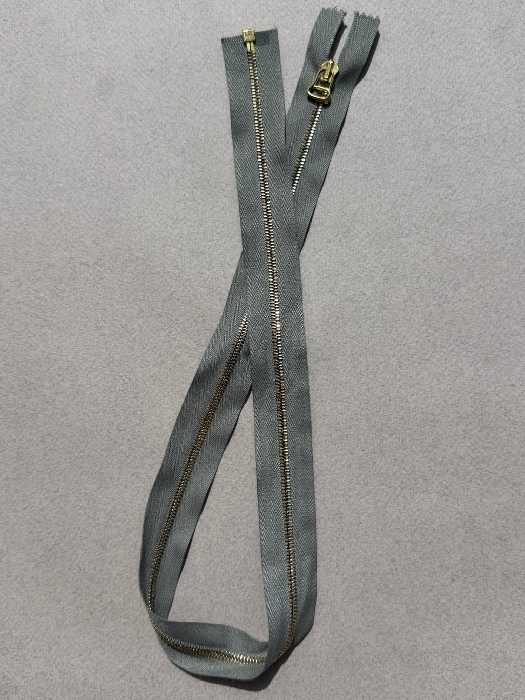 Riri open end metal grey gold zip 65cm SP Haberdashery Auckland NZ