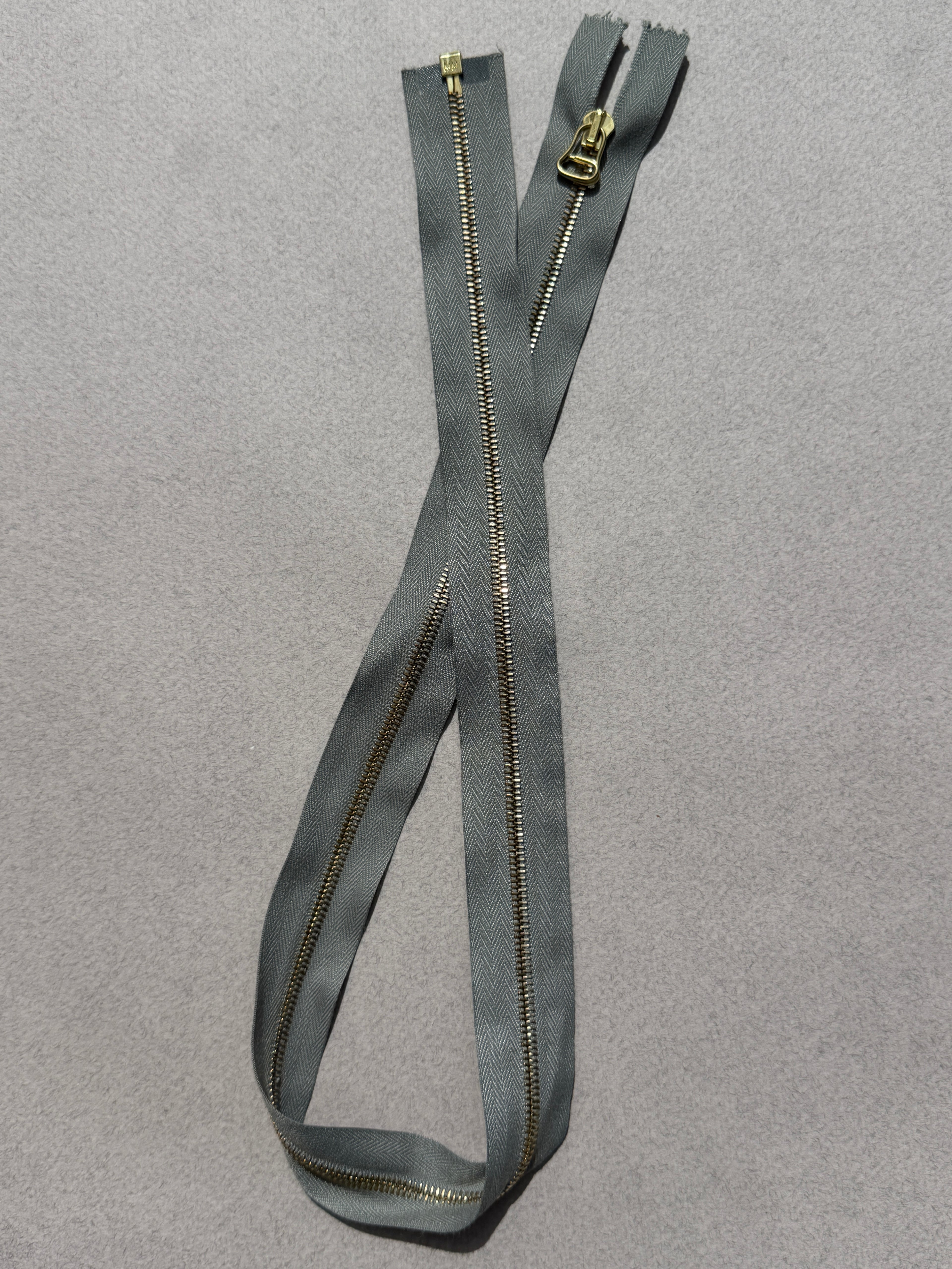 Riri open end metal grey gold zip 65cm SP Haberdashery Auckland NZ