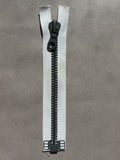 Riri Metal Open End Zip White tape gunmetal chain 21cm SP Haberdashery Auckland NZ