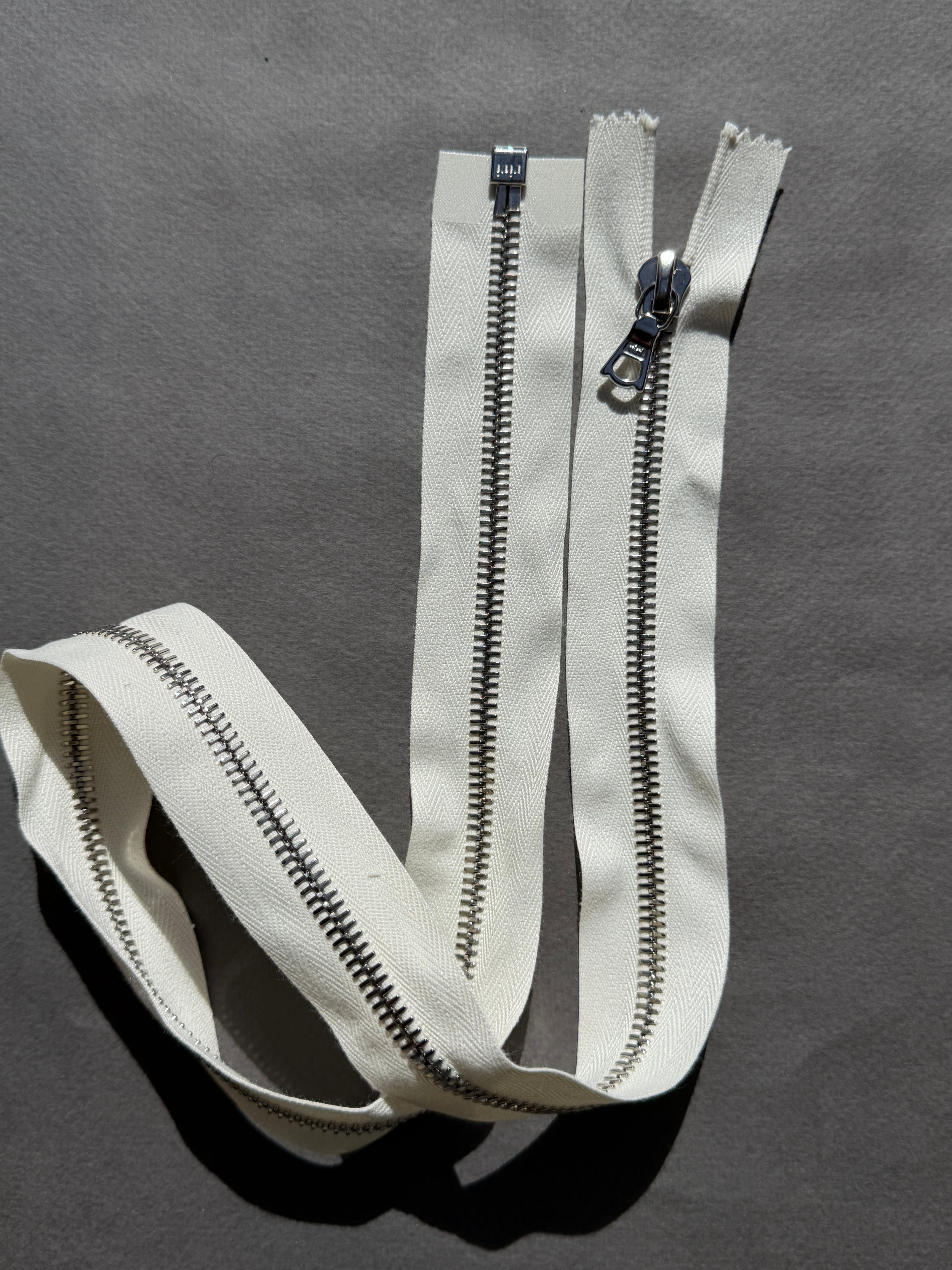 Riri open end metal cream silver zip 70cm SP Haberdashery Auckland NZ