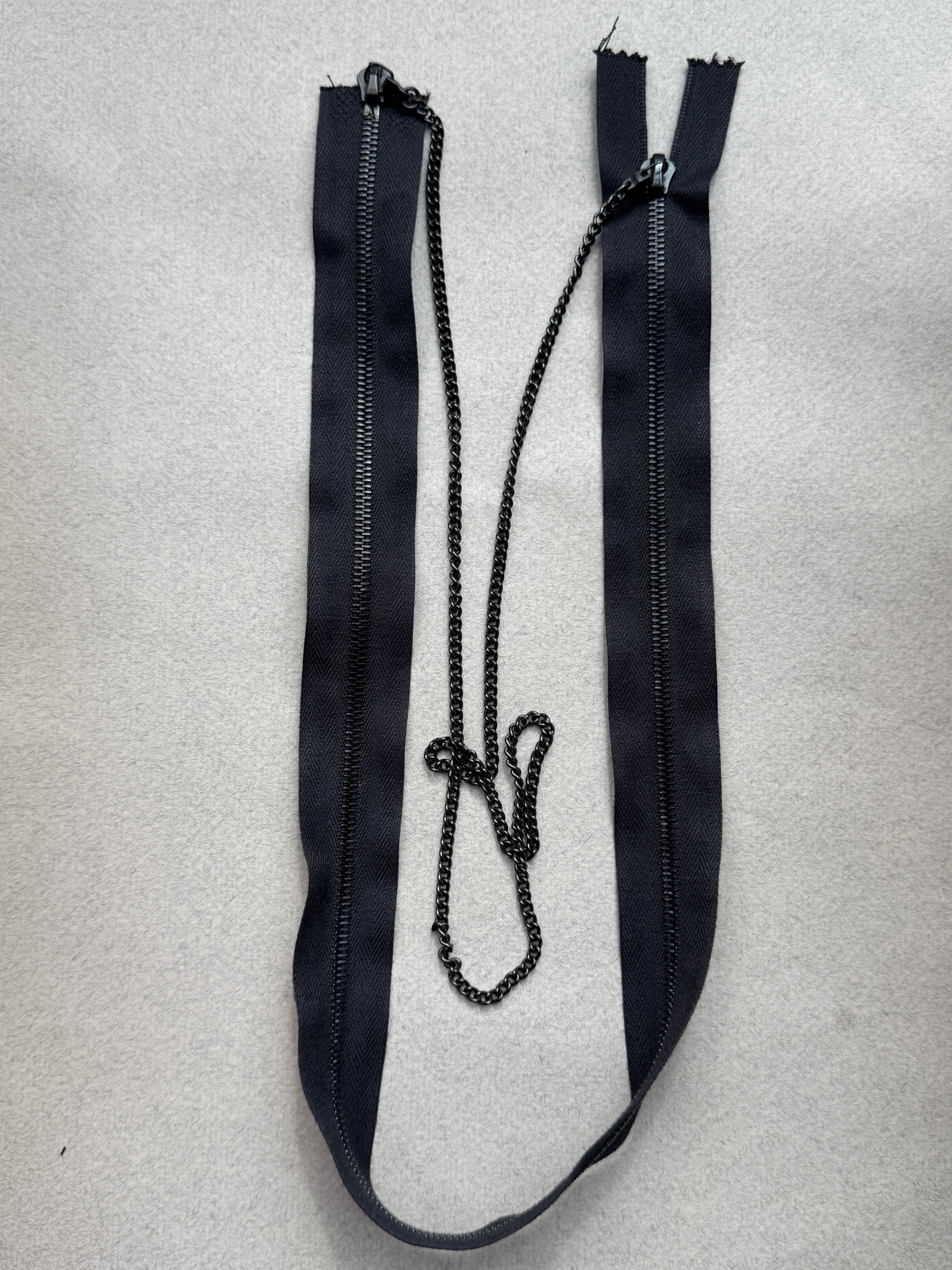 Riri open end two way black  metal zip with chain  60cm SP Haberdashery Auckland NZ