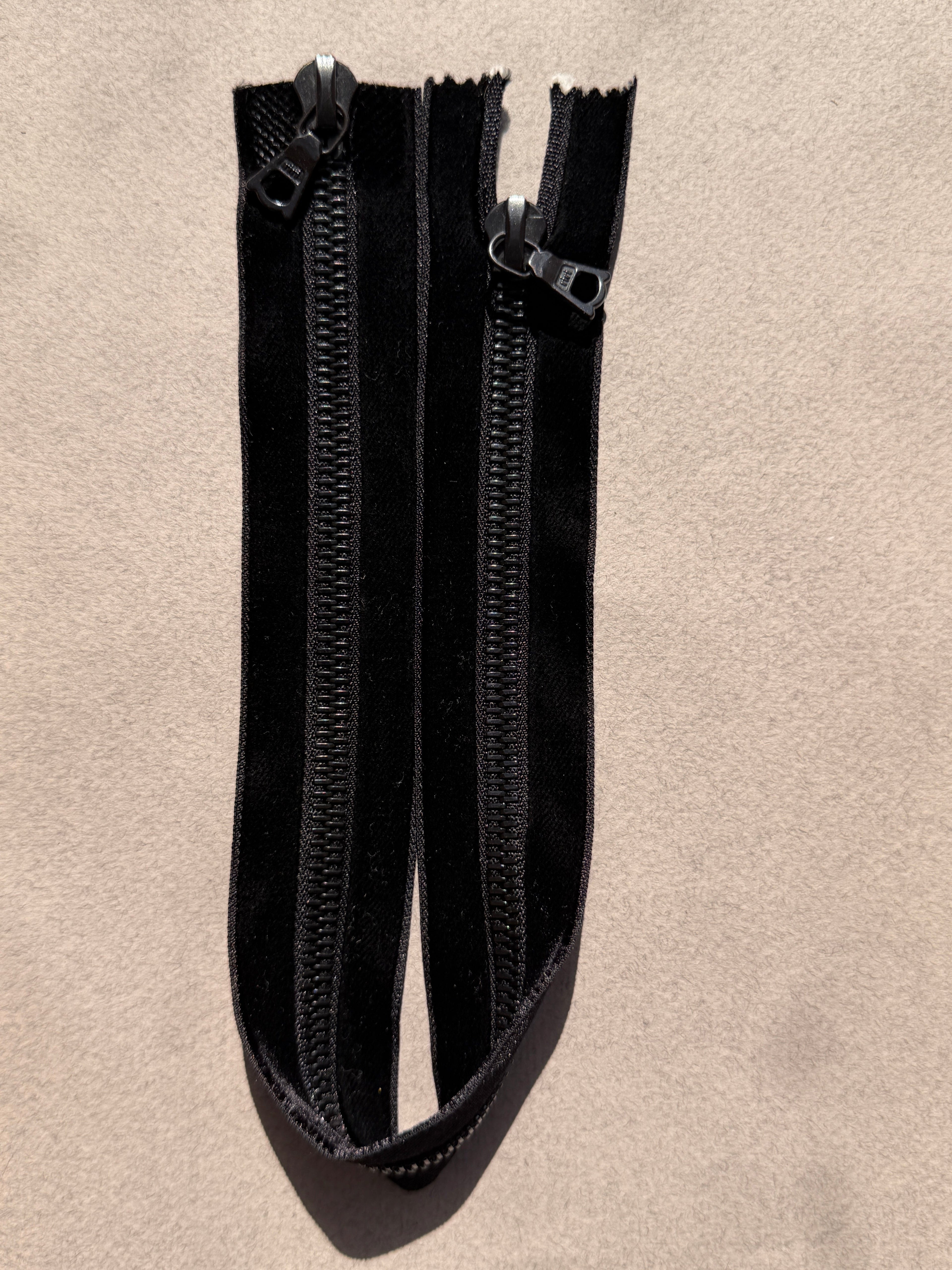 Riri Open two way black velvet zip 38cm SP Haberdashery Auckland NZ