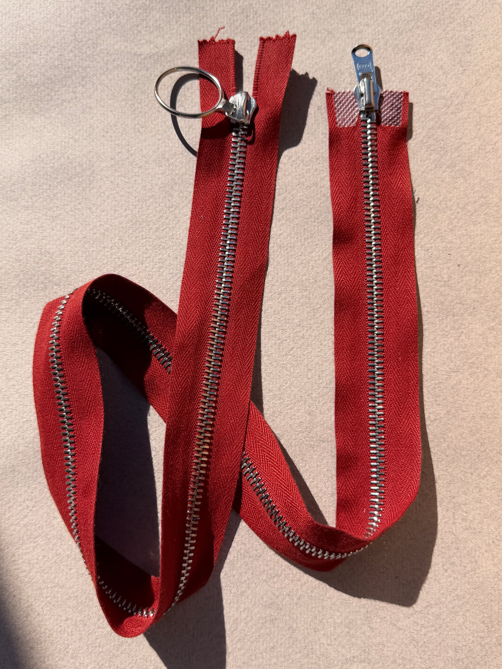 Riri open two way  red silver zip  67 cm  SP Haberdashery Auckland NZ