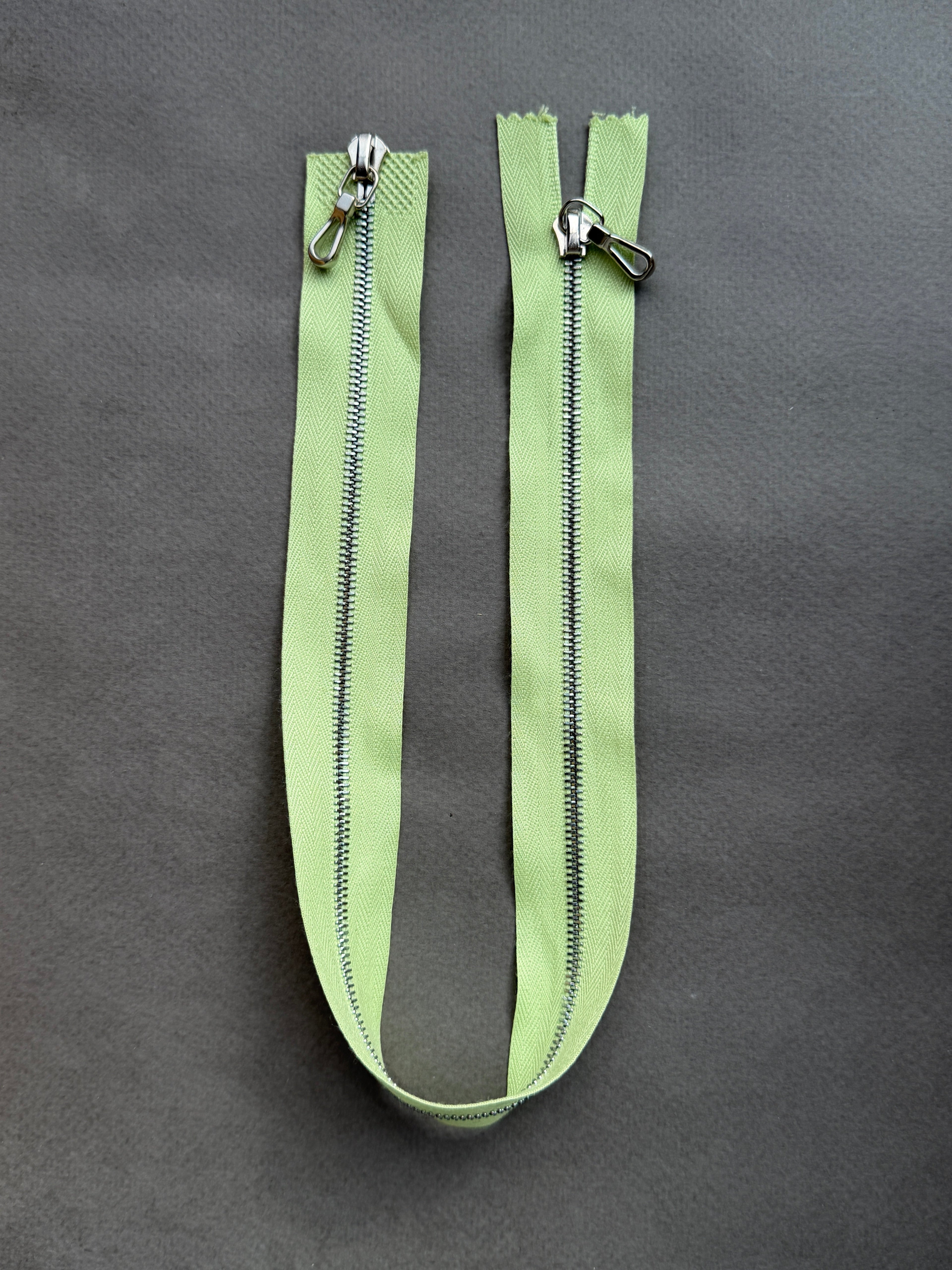Riri open end two ways light green silver zip 43cm SP Haberdashery Auckland NZ