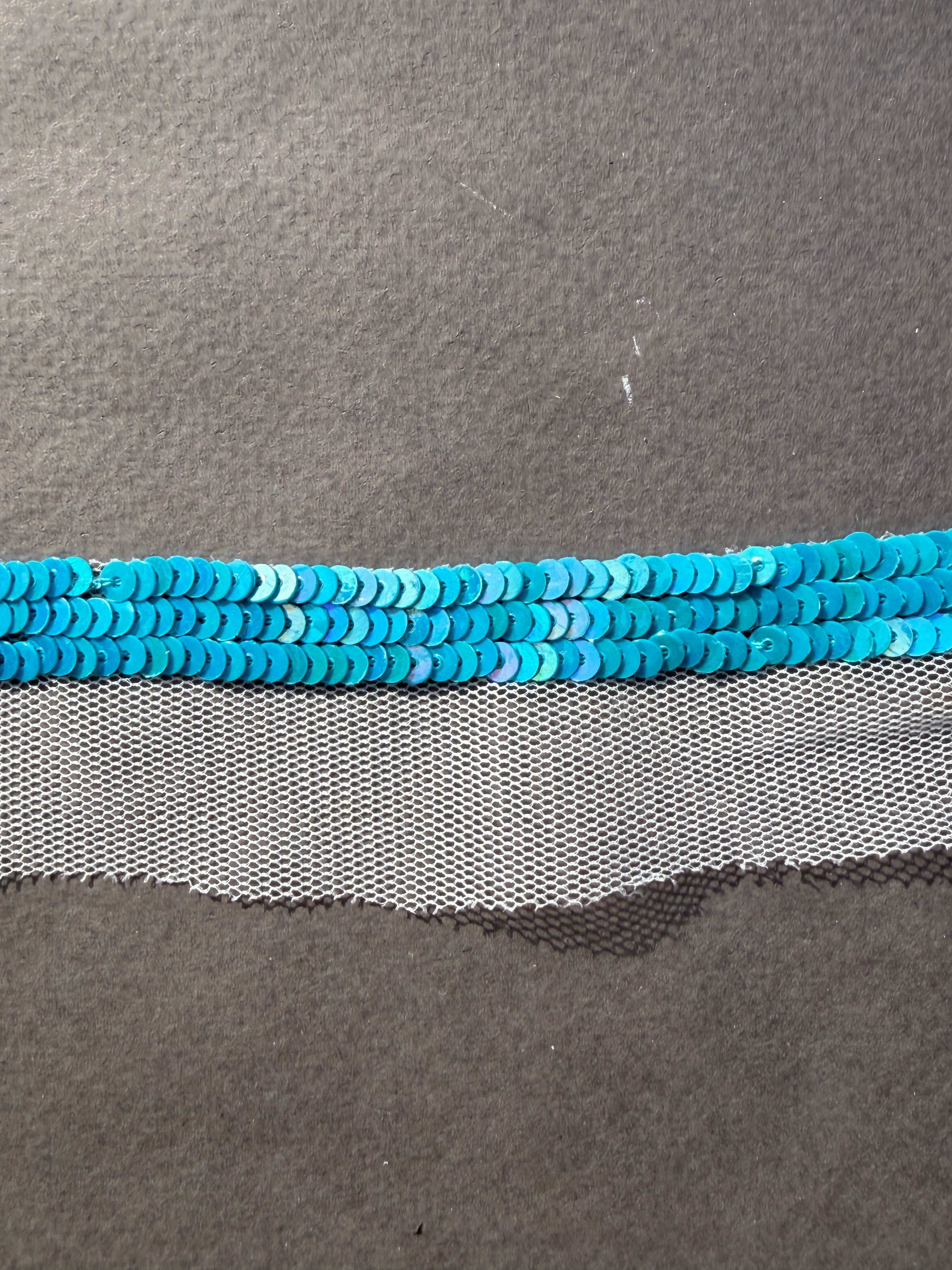 Blue sequin sewn on net edge ttrim  SpP HaberdasheryAuckland NZ