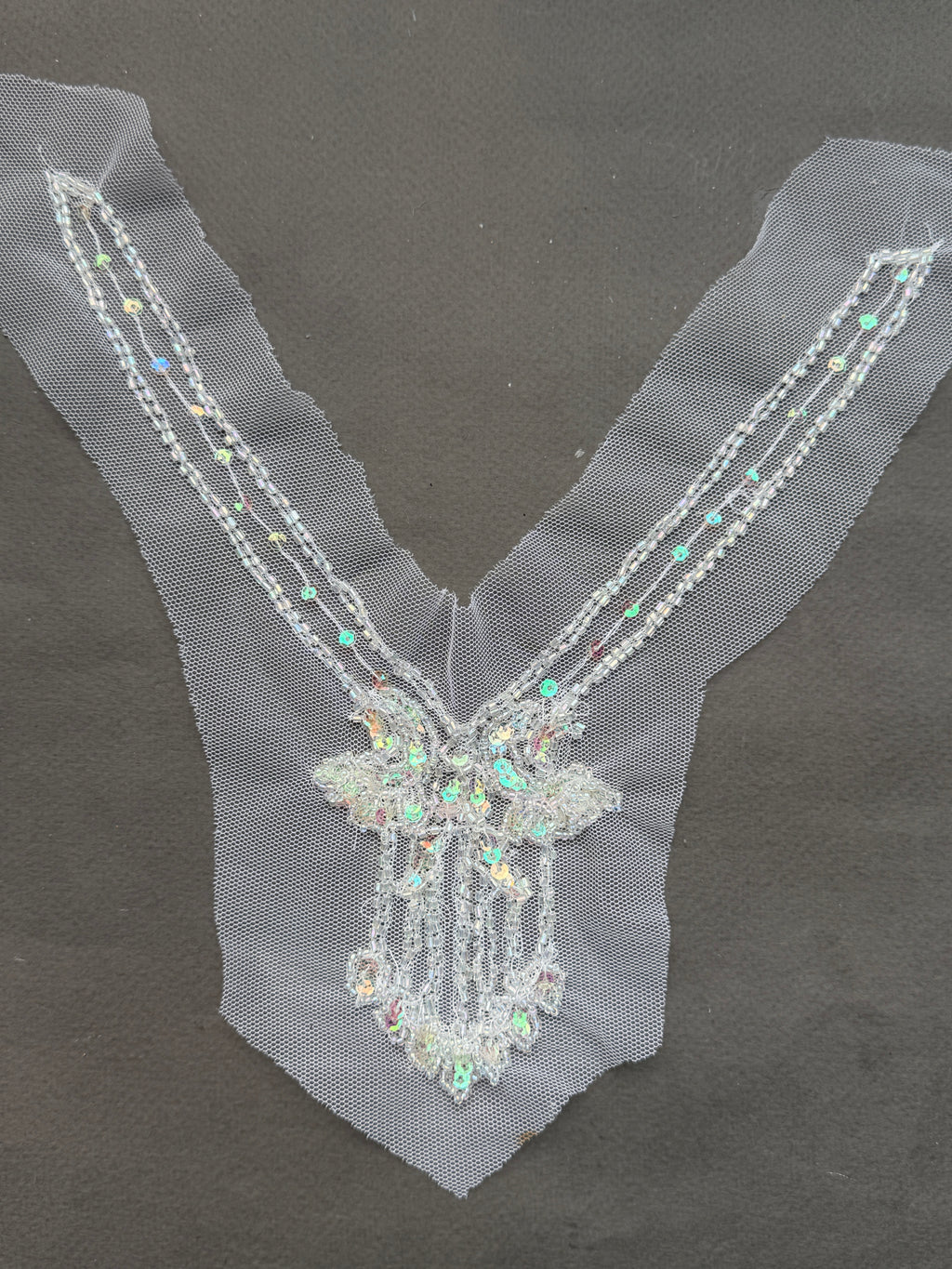 Sequin sewn on net neckline trim Sp Haberdashery Auckland NZ
