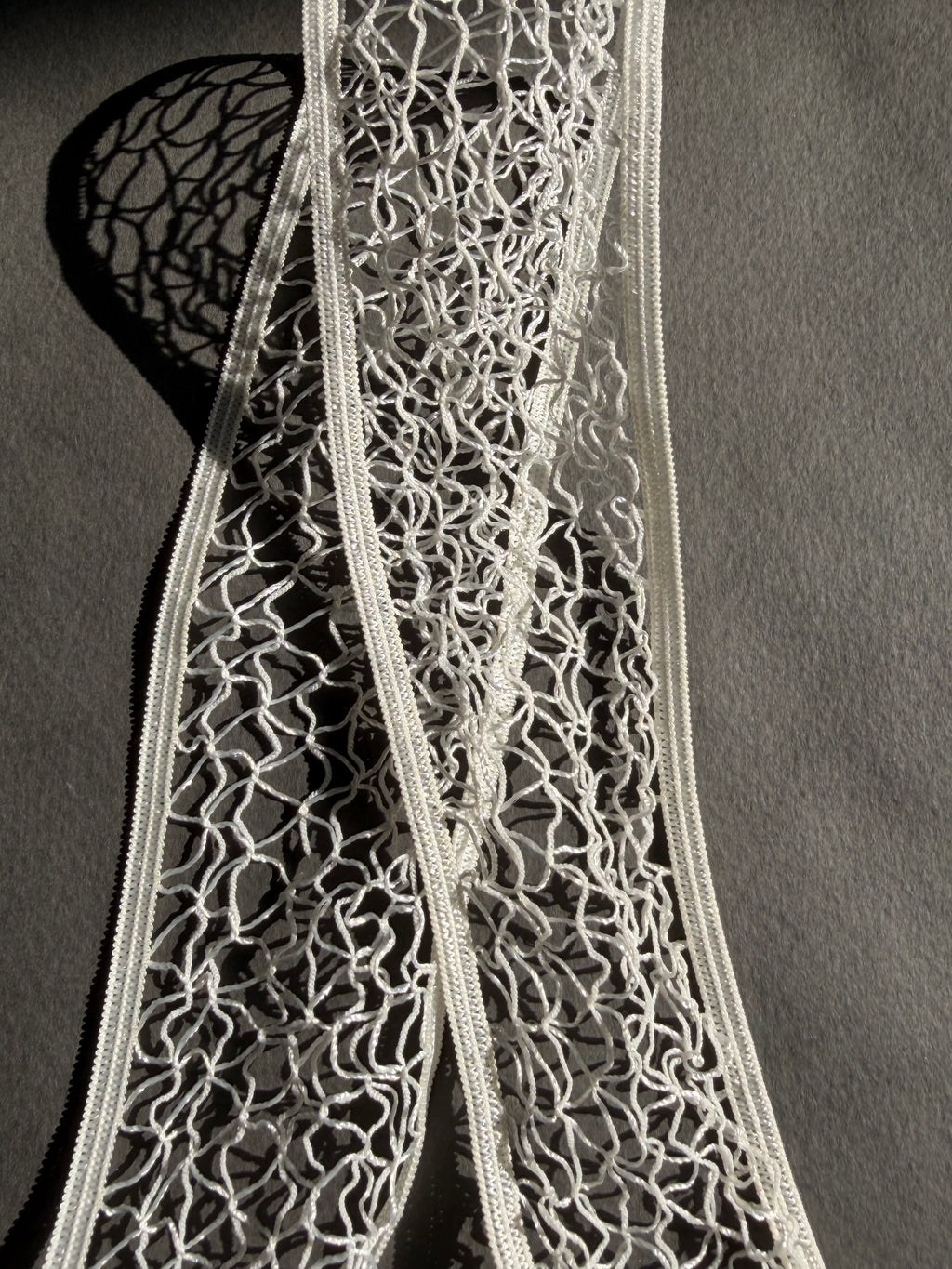 Tow sides white elastic fishnet trim 50mm SP Haberdashery Auckland NZ