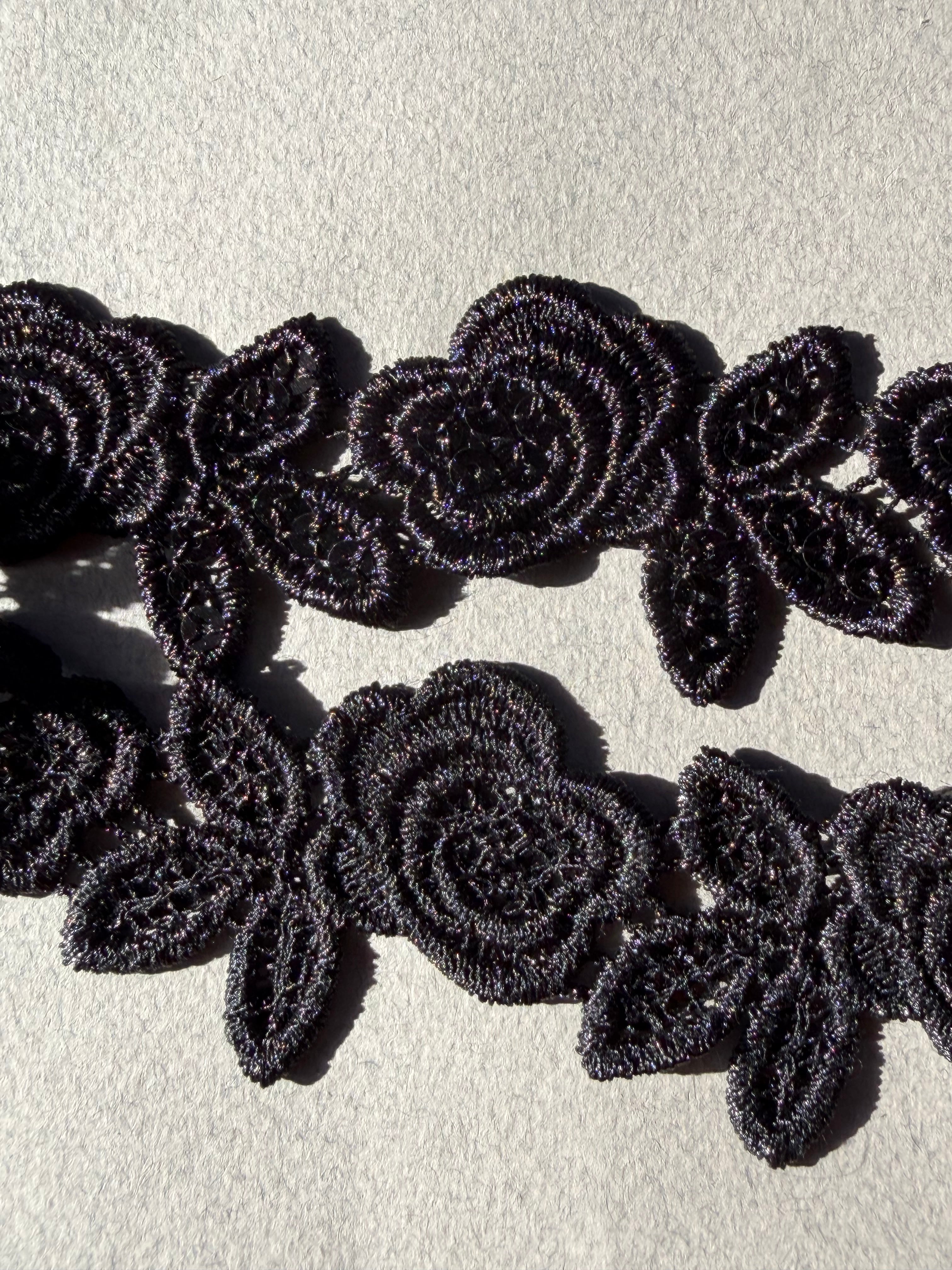 Two sides black floral sequin trim Sp Haberdashery Auckland NZ