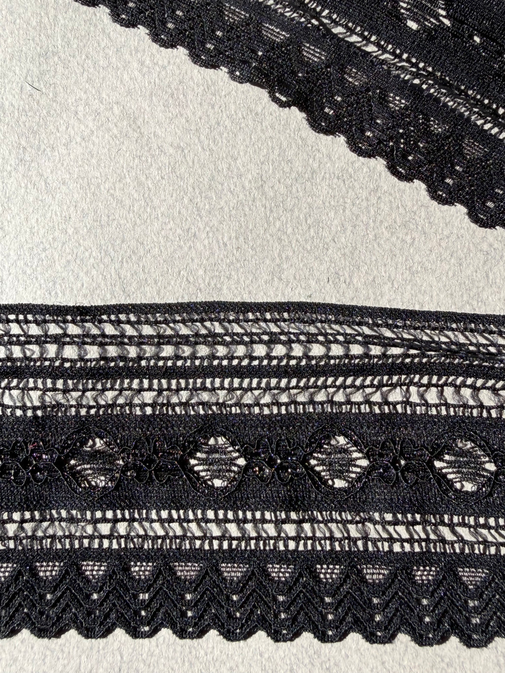 Two side black stretch lace 8cm SP Haberdashery Auckland NZ