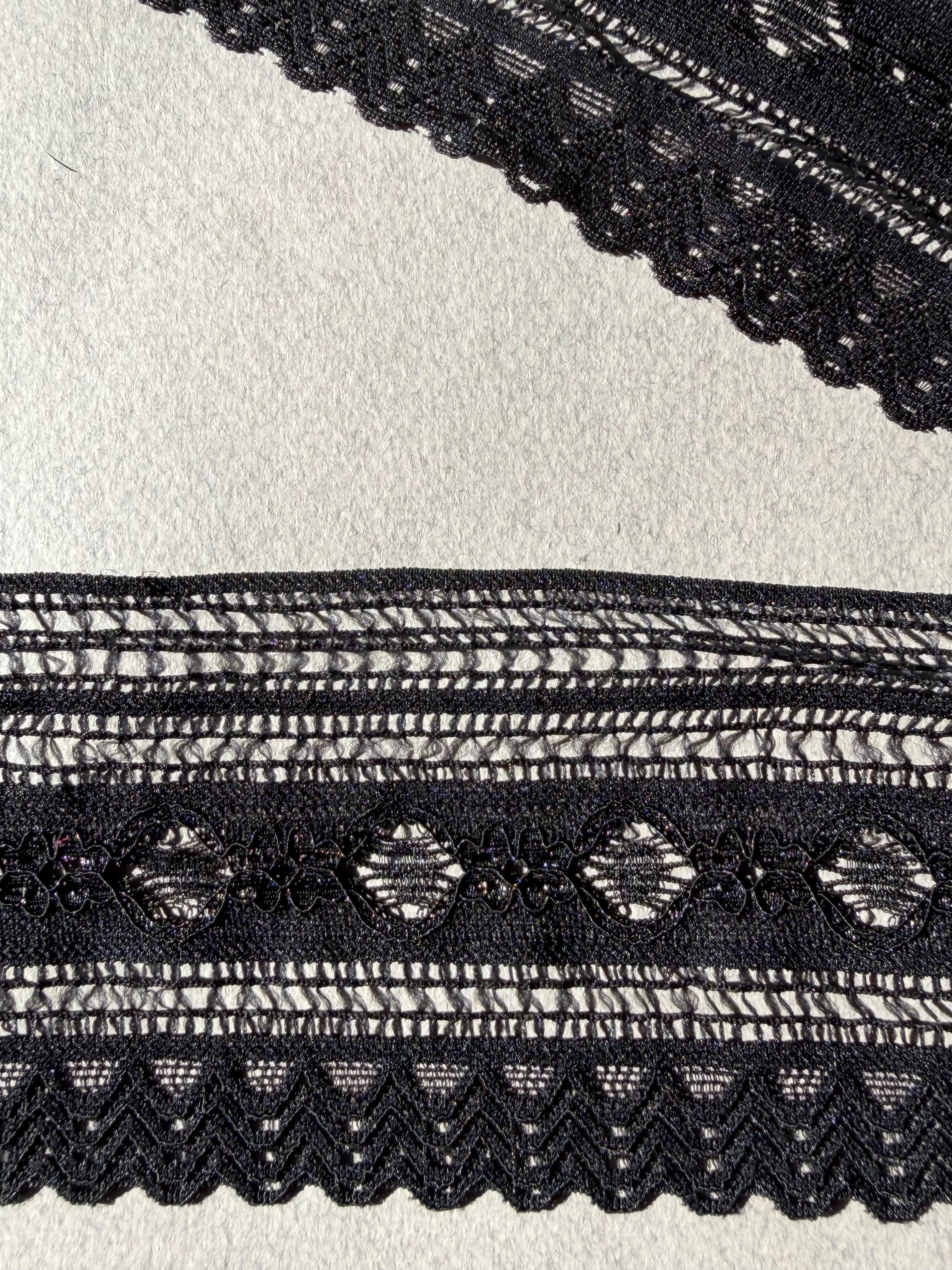 Two side black stretch lace 8cm SP Haberdashery Auckland NZ