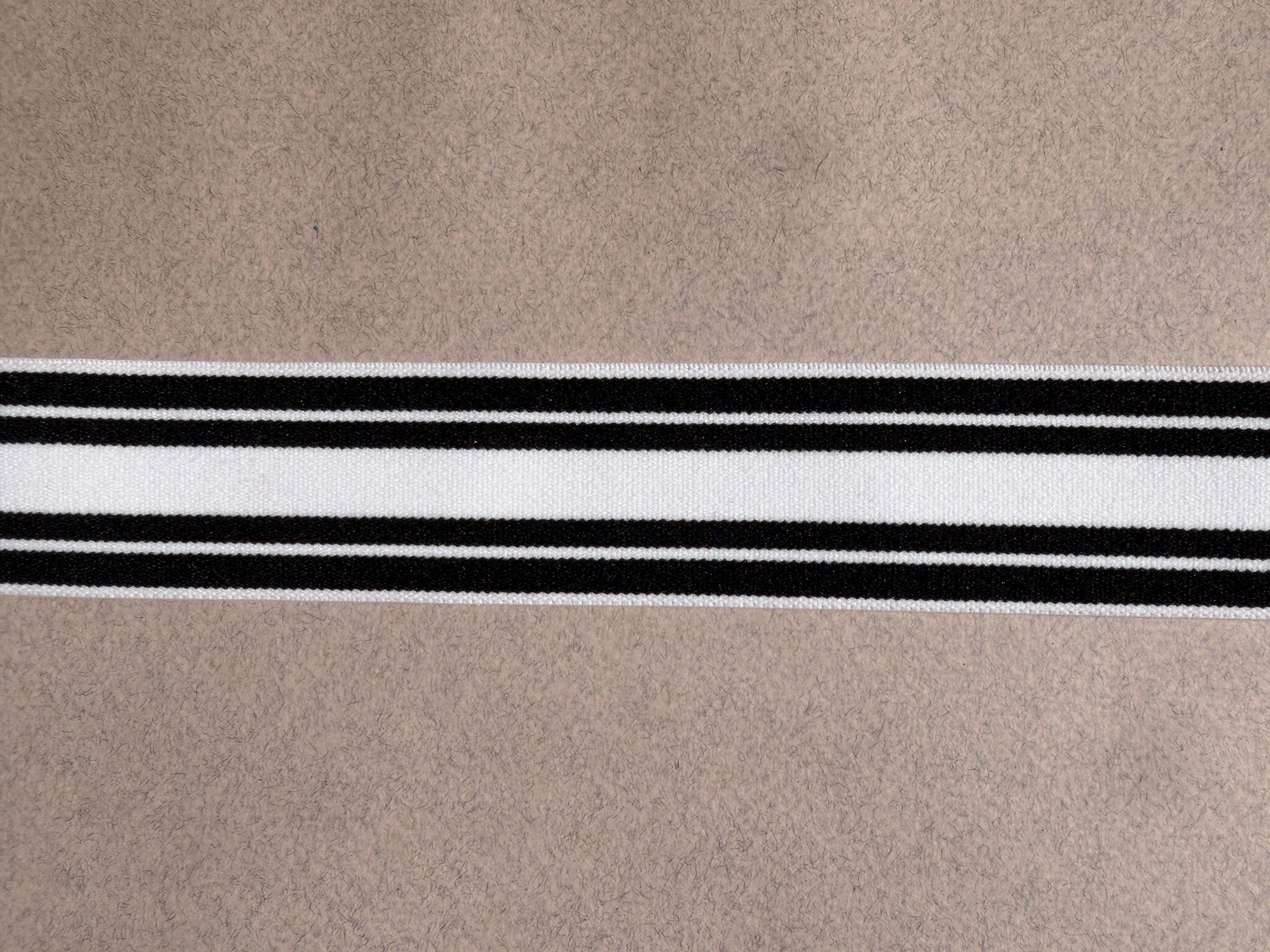 White and black striped elastic 38mm SP Haberdashery Auckland NZ