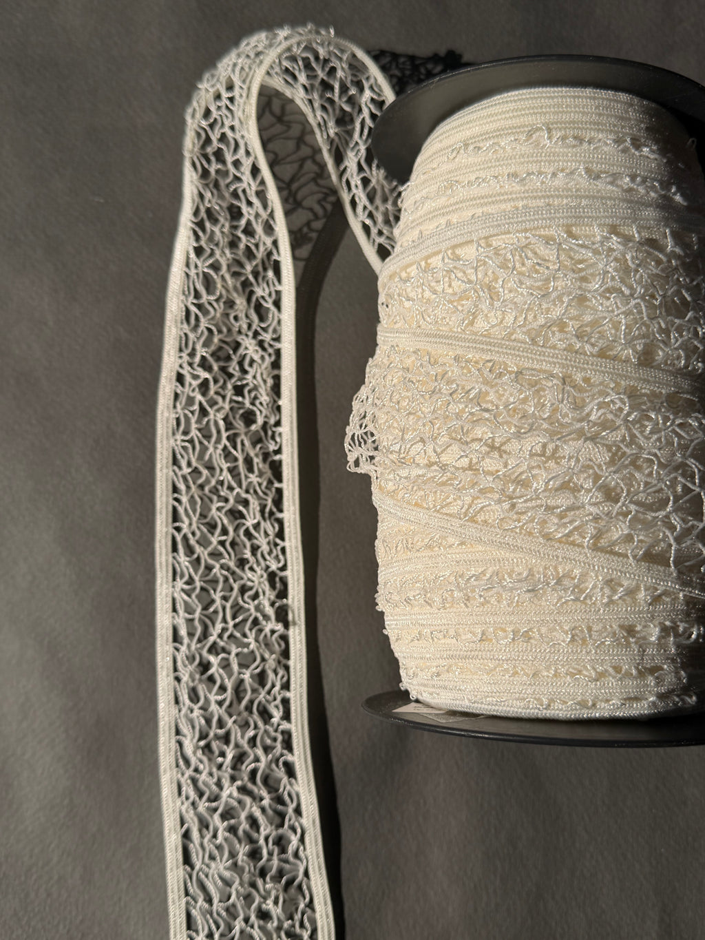 White elastic fishnet trim 50mm SP Haberdashery Auckland NZ
