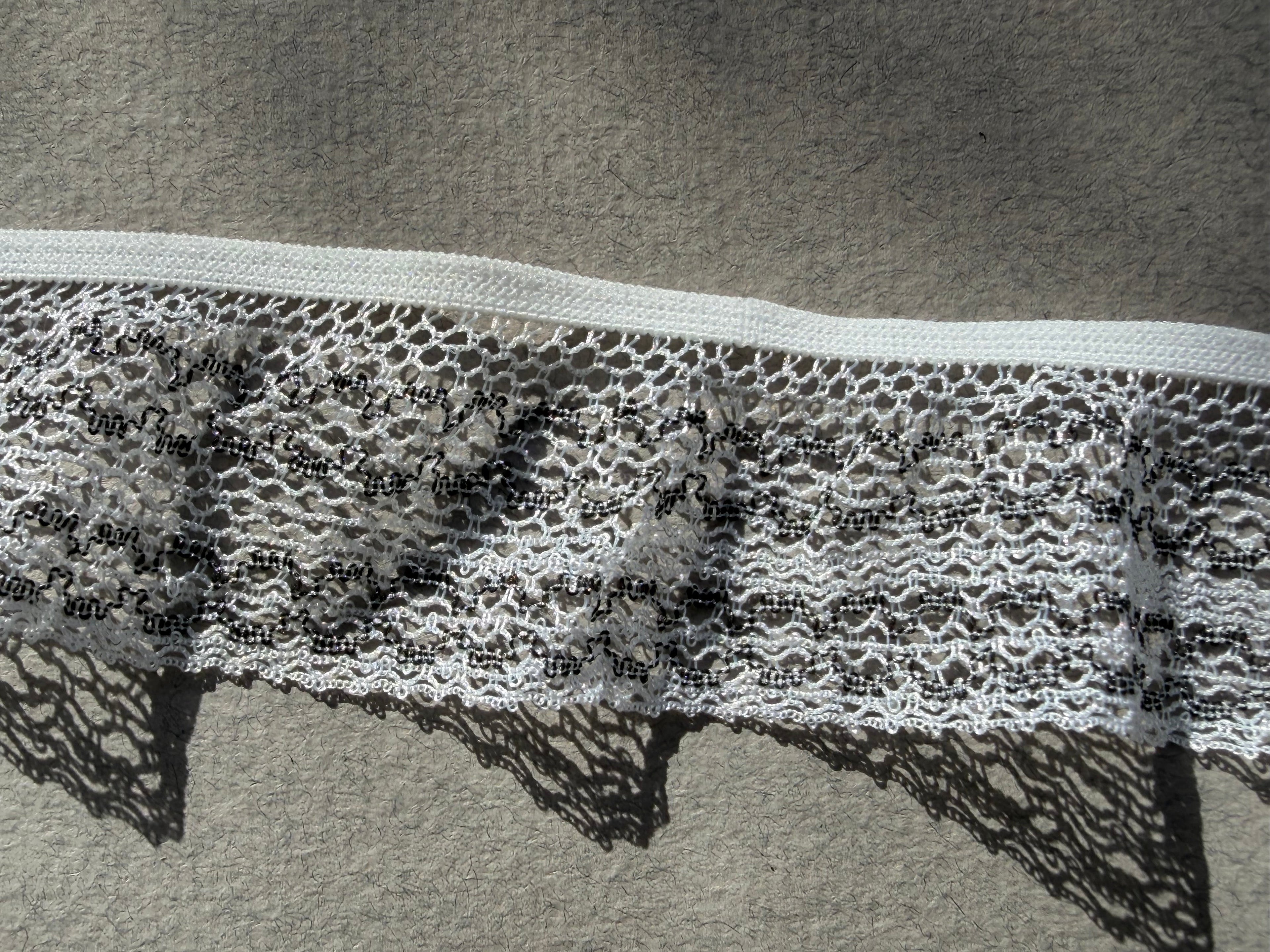 White elastic  lace trim  polyamid 40mm SP Haberdashery Auckland NZ