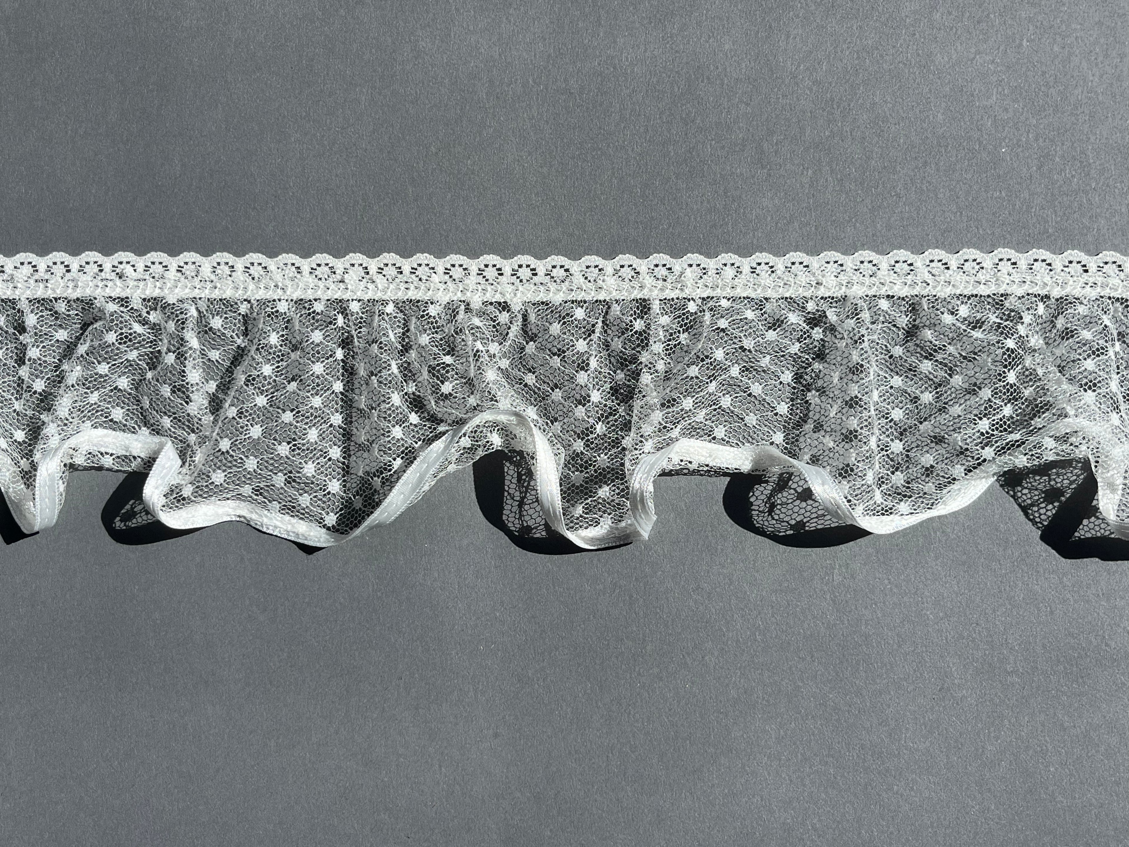 White gather net trim 70mm wide SP Haberdashery Auckland NZ