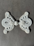 White passementerie rayon frogging 14cm SP Haberdashery Auckland NZ