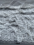 White ruffle lace sewn on net SP Haberdashery Auckland NZ