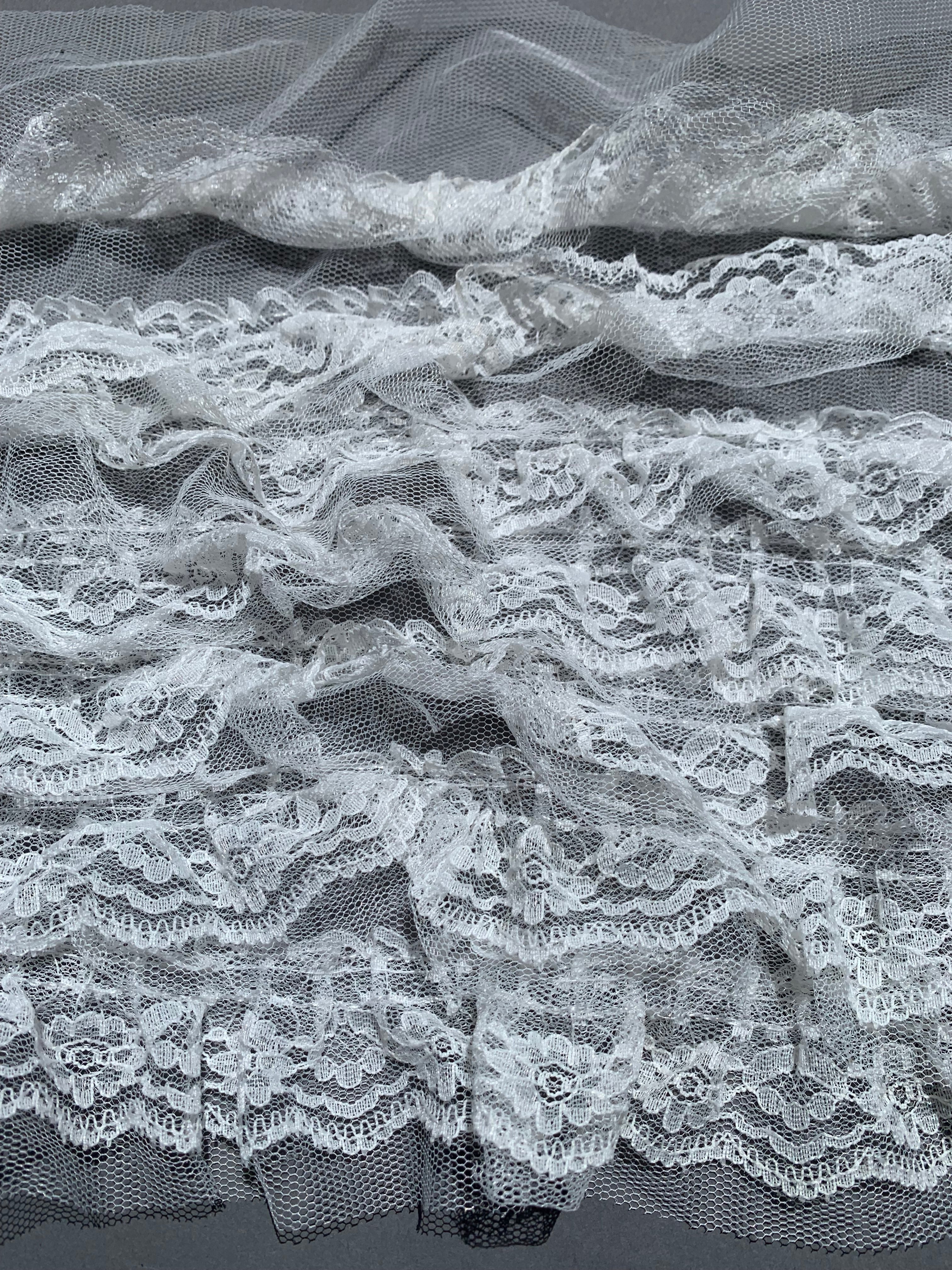 White ruffle lace sewn on net SP Haberdashery Auckland NZ