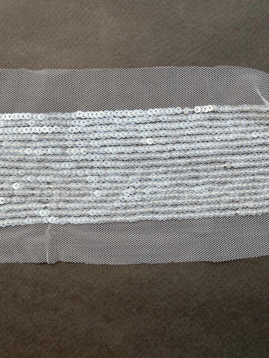 White sequin sewn on net trim  SP Haberdashery Auckland NZ