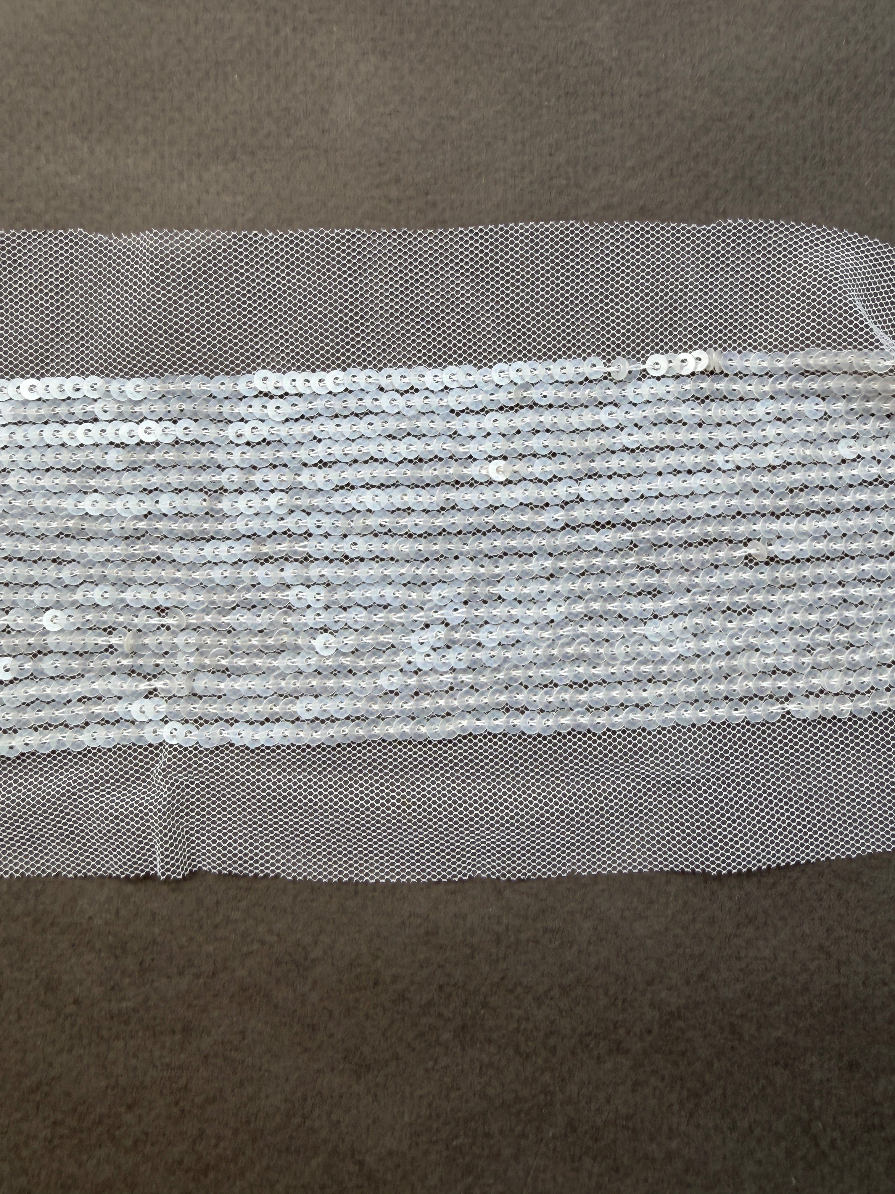 White sequin sewn on net trim  SP Haberdashery Auckland NZ
