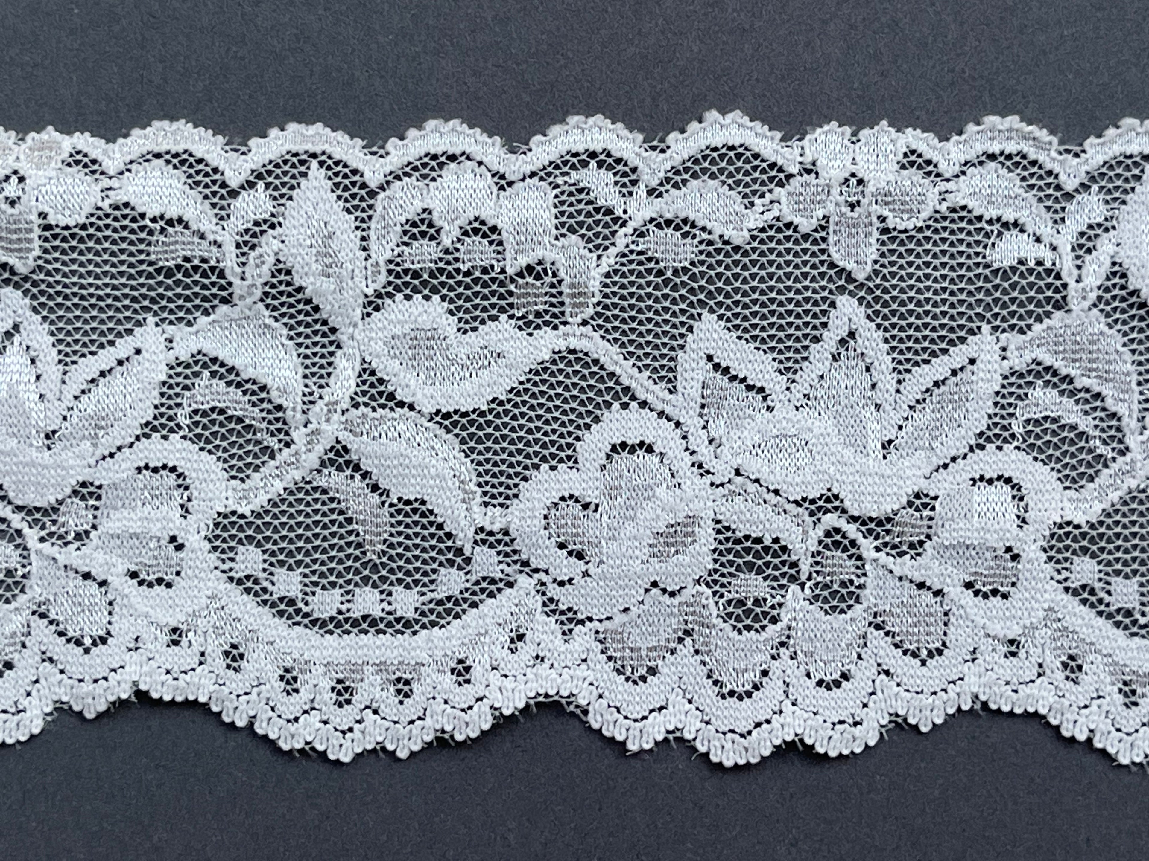 White stretch lace trim 60mm wide  SP Haberdashery Auckland NZ
