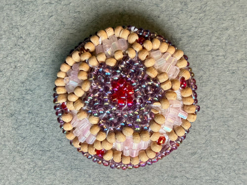 Wood and pink beaded shank button 38mm SP Haberdashery Auckland NZ