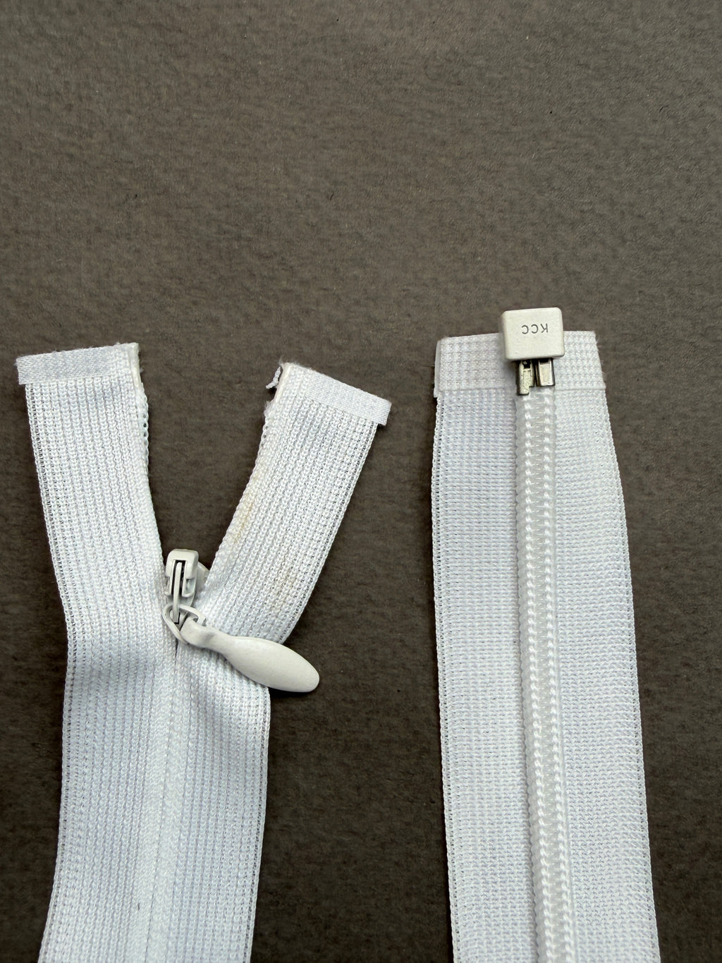 Close up white open end invisible zip  60cm SP Haberdashery Auckland NZ