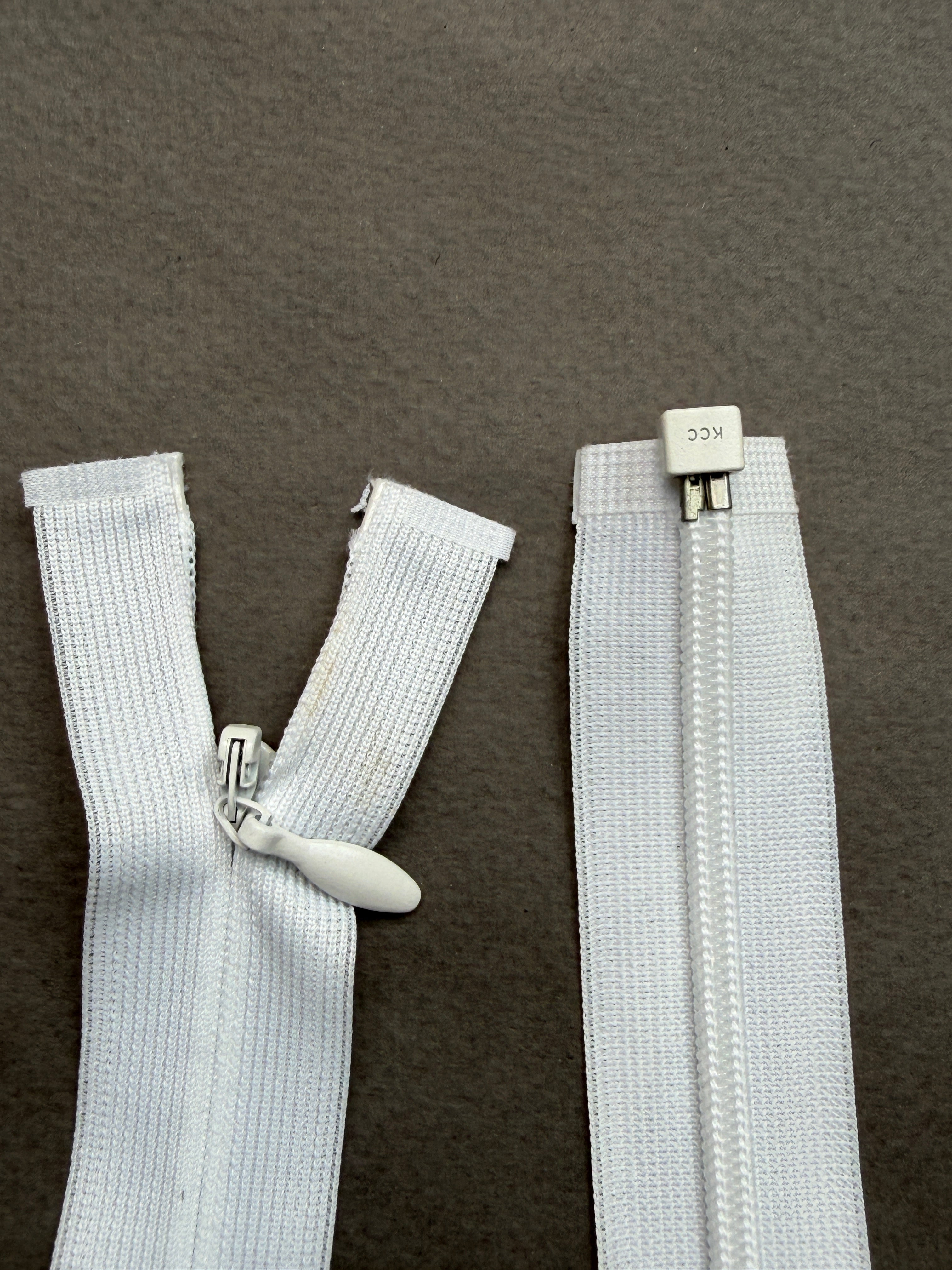 Close up white open end invisible zip  60cm SP Haberdashery Auckland NZ